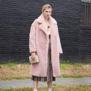 Yves Salomon Pink Teddy Coat